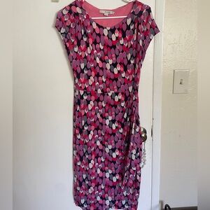 Boden Pink Sheath Dress with Bateau Neckline and Short Sleeves